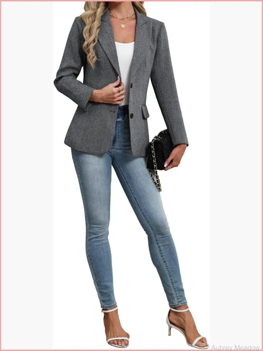 Wool Plaid Blazer Lapel Collar Long Sleeve 2 Button Jacket Business Casual
